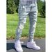 Men's Clothing Men's Slim Fit Skinny Jeans High Street Motorcycle Style Ripped And Patched Style Slimming Leg Pants_mkmklike.com