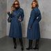 Women's Elegant Denim Trench Coat European American Style Spring Autumn Fashionable Casual Mid-Length Coat_mkmklike.com