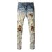 Men's Clothing European And American Street Fashion Ripped Retro Men's Jeans Trendy Brand High Street Slim Fit Skinny Jeans Cross Border 887_mkmklike.com