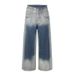 Vintage Washed Gradient Jeans For Men - Relaxed Straight Leg Denim Pants With High Waist & Button Fly, Casual Style_mkmklike.com