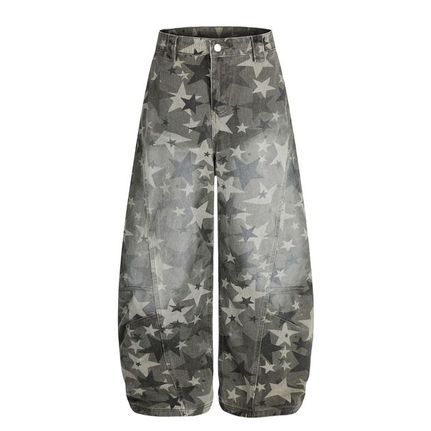 Trendy Brand 2025 High Street Camouflage Denim Scimitar Pants Men's Trendy Loose Wide-leg Trousers_mkmklike.com