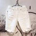 Men's White Ripped Jeans Loose Fit Straight Leg Casual Summer Style mid Length Trendy Five Point Pants_mkmklike.com