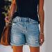 Women's Clothing Summer Fashion Ripped Straight Leg Denim Shorts For Women Casual_mkmklike.com