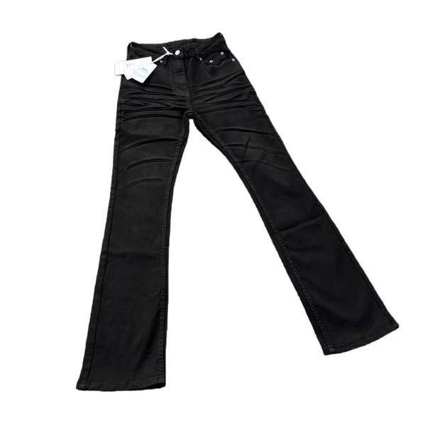 Men's High Waist Vintage Washed Black Jeans – Cleanfit Stretch Denim Pants With Distressed Details & Slight Flare Hem_mkmklike.com