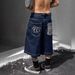 Vintage Washed Denim Shorts For Women - Loose Fit High Waist Distressed Blue & Black Casual Summer Shorts With Pockets_mkmklike.com