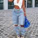 Women's Straight Leg Jeans Solid Color Bohemian Denim Pocket Zipper Button Street Style Everyday Wear All Year Round_mkmklike.com