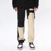 Men’s High-Street Ripped Jeans – Black & White Contrast Slim-Fit Flared Pants With Distressed Detailing_mkmklike.com