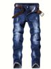 Men's Slim Fit Distressed Embroidered Skinny Jeans - Trendy Ripped Denim With Artistic Detailing_mkmklike.com