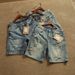 Men's Distressed Denim Shorts – Vintage Washed 5-Pocket Design (Breathable Cotton, Streetwear & Skate Style, Multiple Rips & Fading)_mkmklike.com