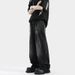 Men's Gradient Flared Jeans Black Gray Straight Leg Trousers Washed Distressed New Spring Autumn Style Sophisticated Cool_mkmklike.com