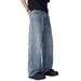 Men's Washed Distressed Jeans Hand Distressed Studded Mid Rise Slightly Flared Denim Pants For Spring Autumn New Style_mkmklike.com