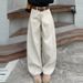 Women's High Waist Wide Leg Jeans Retro Curved Slimming Straight Leg Loose Fit Floor Length Pants Bright Gray Spring Autumn 2026_mkmklike.com