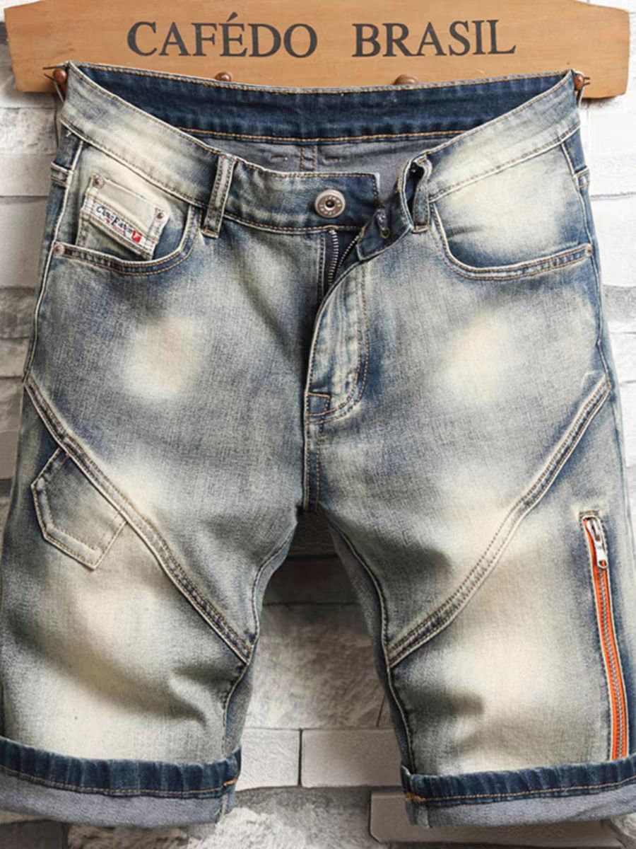 Men's Clothing High Quality Summer Denim Shorts Trendy Split Pants Mid Length Pants_mkmklike.com