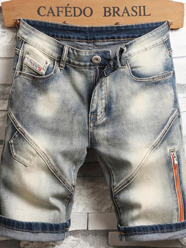 Men's Clothing High Quality Summer Denim Shorts Trendy Split Pants Mid Length Pants_mkmklike.com
