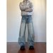Men's American Retro Washed Distressed Embroidered Scimitar Jeans Plus Size Loose Fit Slimming Wide Leg Street Style Trousers_mkmklike.com