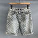 Men's Trendy High Street Jacquard Ripped Denim Shorts Design Niche Loose Straight Retro Five Point Summer Pants_mkmklike.com