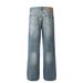 American Style Washed Distressed Jeans For Men Street Fashion Brand Vintage White Contrast Loose Straight Draped Long_mkmklike.com