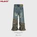 Men's Clothing Distressed Hole Design Men's And Women's Jeans Flared Wide Leg Pants_mkmklike.com