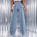 Women's Clothing Women's High Waist Straight Leg Jeans With Pearl Embellishments - Vintage Washed Denim Pants In Light Blue & Dark Blue_mkmklike.com