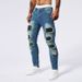 Men's Clothing Distressed Sequined Mid-Rise Stretch Ripped Jeans American Style Flattering Fit_mkmklike.com