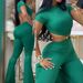 Women's clothing sexy round neck backless slim fit butt lift solid color bootcut jumpsuit sportswear_mkmklike.com