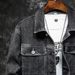 Loom Trendy Brand Denim Jacket For Men, Autumn Style, European And American Slim Fit, Turn-Down Collar, Men's Casual Black_mkmklike.com