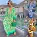 Women's 2023 spring V Neck Loose Long Sleeve Printed Dress _mkmklike.com