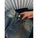 Men's Ripped Straight Leg Jeans High Street Style Slightly Flared Distressed Washed Loose Fit Cool Trendy Street Style Trousers_mkmklike.com