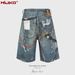 Men's Clothing Men's And Women's Spring And Summer New Old Retro Pants High Street Men And Women's Same Style 3D Scissors Printed Denim Shorts_mkmklike.com