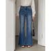 Women's Clothing Retro High-Waisted Flared Jeans For Women – Stretch Denim Bootcut Pants With Floor-Length Hem (Blue, S-L)_mkmklike.com