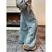 Guochao Street Niche Design Sense Reverse Wear Design Wide-leg Jeans Men And Women Versatile Mopping Hip-hop Straight Trousers_mkmklike.com