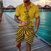 Men's Fashion Casual Suit 3D Printed Zipper Short Sleeve Polo Shirt Shorts 2-Piece Set_mkmklike.com