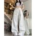 American Retro Style White Curved Hem Jeans With Visible Stitching, Women's Street Style, High-waisted, Slimming, Loose_mkmklike.com