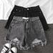 Summer High-Waisted Korean Style Denim Shorts for Women Loose Fit Ripped Tassel A-Line Wide Leg Hot Pants Trendy Brand New Arrival 2026_mkmklike.com