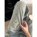 Women's Clothing Washed Floral Embroidery Design Washed Blue Jeans High Waist Slim Loose Straight Floor Length Trousers_mkmklike.com