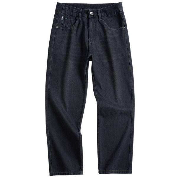 Cleanfit Vintage Washed Black & Gray Straight-Leg Denim Jeans For Men – Relaxed Fit Retro Style_mkmklike.com