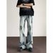 Cleanfit Washed Dirty Wide Jeans For Men, American Fashion Brand High Street Design, Slightly Flared Straight Leg Pants_mkmklike.com