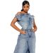 Women's Clothing Denim casual solid color set Autumn/Winter vintage split denim skirt set two-piece_mkmklike.com