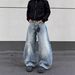 Vintage Washed High-Waisted Denim Pants – Unisex Distressed Wide-Leg Jeans With 90s Streetwear Vibe_mkmklike.com