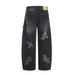 Men's Unique Design Scimitar Pigeon Print Jeans Street Style Punk Washed Logging Workwear Wide-Leg Pants_mkmklike.com