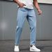 Men's Clothing Slim Fit Straight Leg Jeans Tapered Casual Cropped Length Versatile Small Straight Leg_mkmklike.com