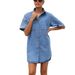 2025 New Foreign Trade Model New Cardigan High-End European And American Denim Short-Sleeve Turn-Down Collar Shirt_mkmklike.com