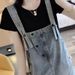 Fashion Denim Two-Piece For Women's 2025 Summer New A-Line Skirt, Anti-Aging And Stylish Suspender Dress Set_mkmklike.com