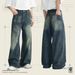 Vintage Washed Distressed Jeans For Men – Loose Fit Wide Leg Denim Pants (Black, Blue, S-XL)_mkmklike.com
