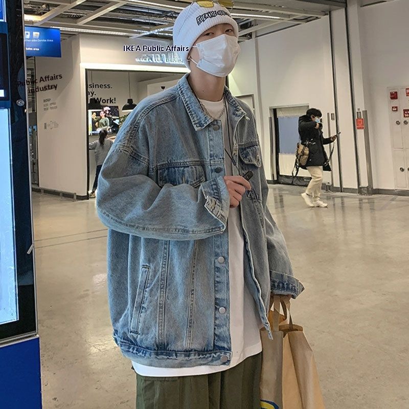 Loom 2024 New Men's Korean Trendy Cool Top Brand Spring Autumn Denim Jacket Ins Hong Kong Style Casual_mkmklike.com