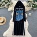 Fashionable Denim Patchwork Hooded Dress For Women - Slim Fit Mid-Length Casual Dress With High Waist Design_mkmklike.com