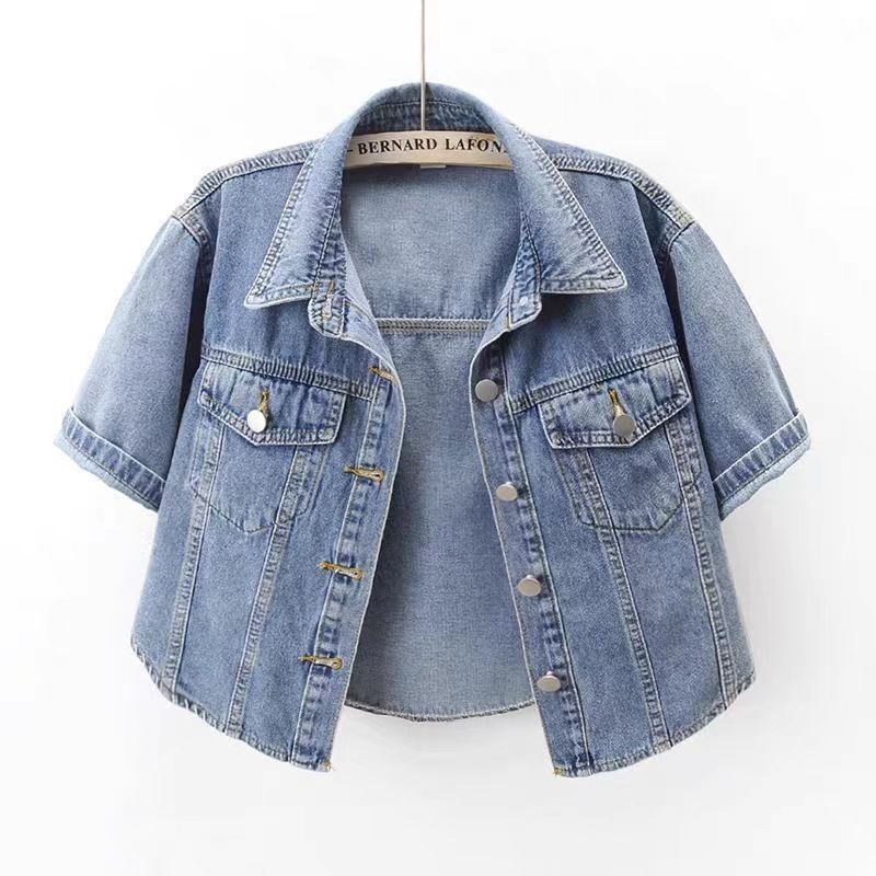 Chicco 2023 Summer New Versatile Sleeve Denim Jacket Women, Short Loose Korean Style Top, Small Shawl Cardigan For Outerwear_mkmklike.com