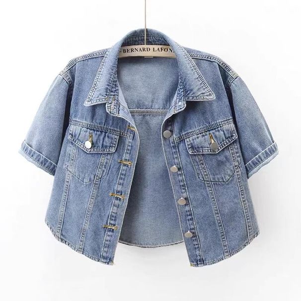 Chicco 2023 Summer New Versatile Sleeve Denim Jacket Women, Short Loose Korean Style Top, Small Shawl Cardigan For Outerwear_mkmklike.com