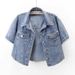 Chicco 2023 Summer New Versatile Sleeve Denim Jacket Women, Short Loose Korean Style Top, Small Shawl Cardigan For Outerwear_mkmklike.com