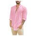 Men's Clothing Loose Linen Cardigan Solid Color Casual Stand Collar Long Sleeve Shirt_mkmklike.com